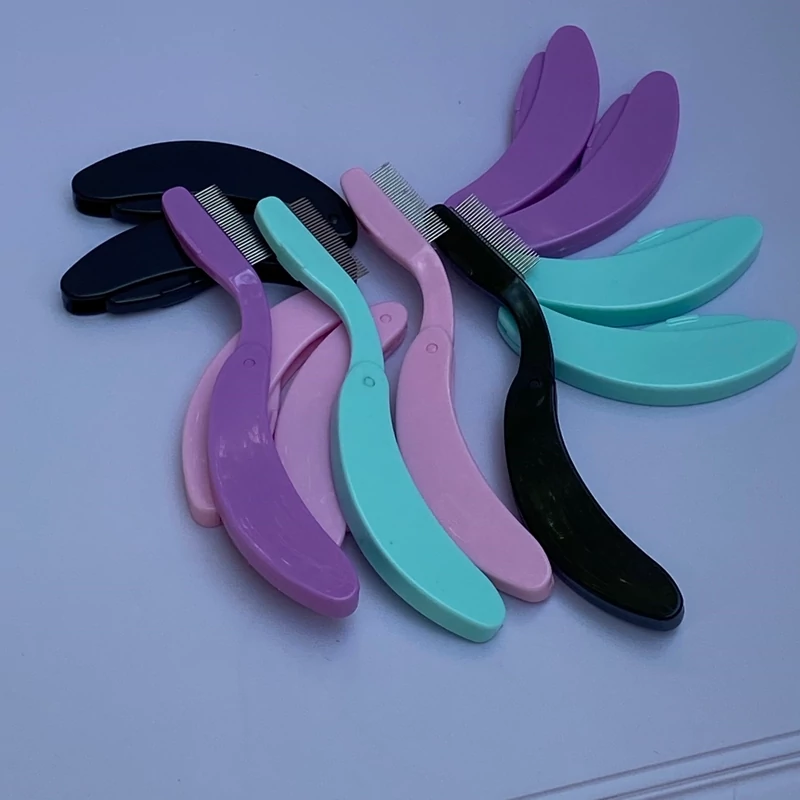 شانه ابرو و مژه رنگی شانه مژه تاشو با محافظ ابزار آرایش حرفه ای و کوچک