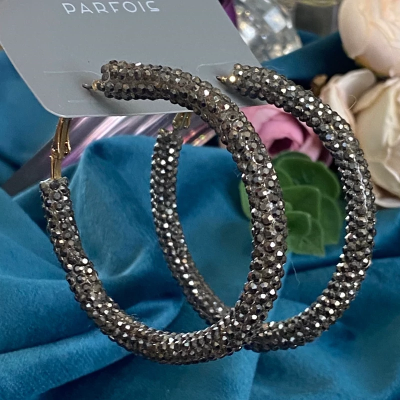 گوشواره مجلسی زنانه دخترانه حلقه ای درخشان جدید وارداتی