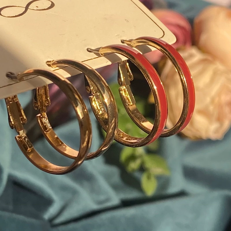 خرید پک گوشواره حلقه ای دوتایی دخترانه زنانه شیک جدید قیمت مناسب