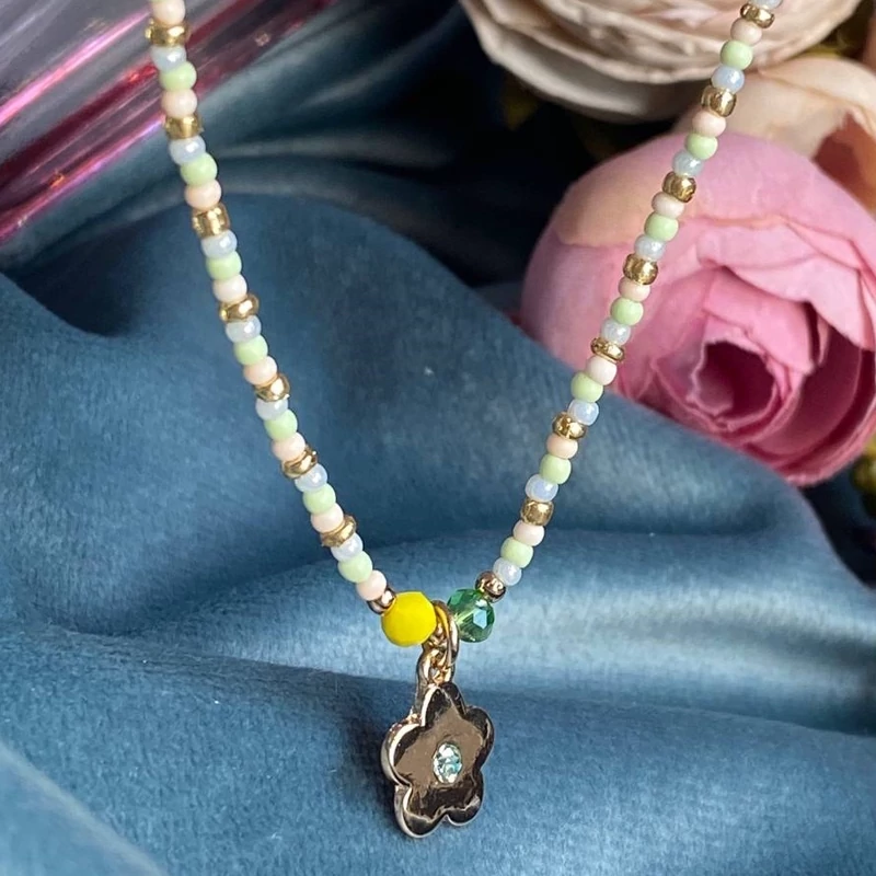 خرید گردنبند مدل گل زنانه دخترانه شیک جدید قیمت مناسب